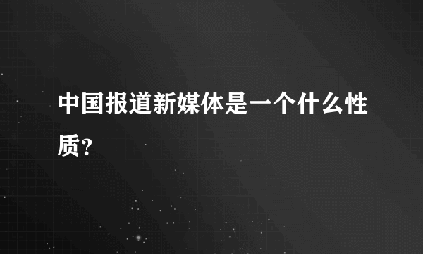 中国报道新媒体是一个什么性质？