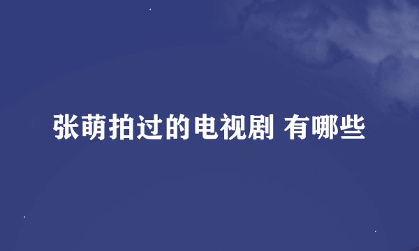 张萌拍过的电视剧 有哪些