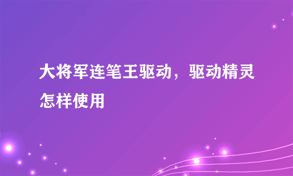 大将军连笔王驱动，驱动精灵怎样使用