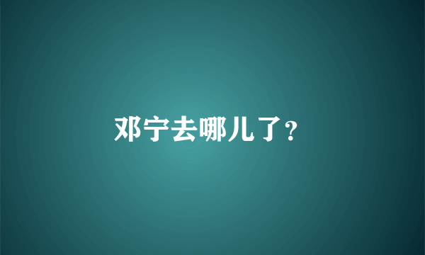 邓宁去哪儿了？