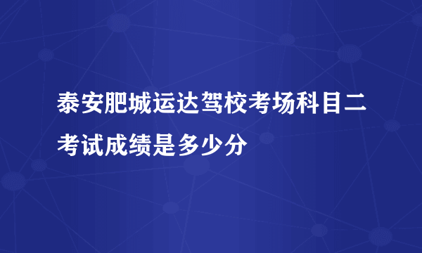 泰安肥城运达驾校考场科目二考试成绩是多少分