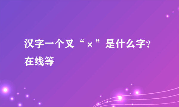 汉字一个叉“×”是什么字？在线等