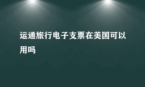 运通旅行电子支票在美国可以用吗