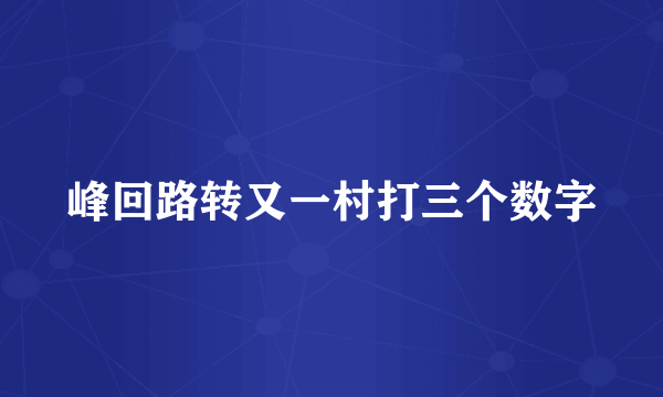 峰回路转又一村打三个数字