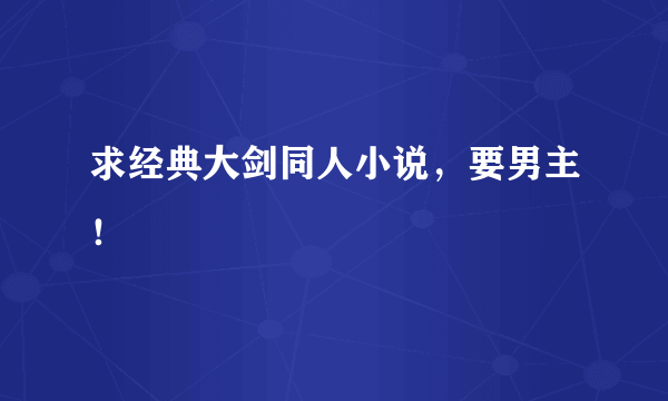 求经典大剑同人小说，要男主！