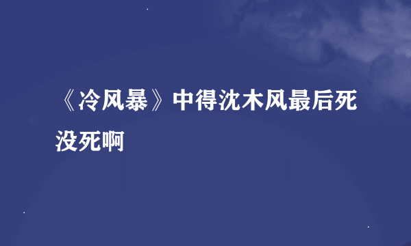 《冷风暴》中得沈木风最后死没死啊