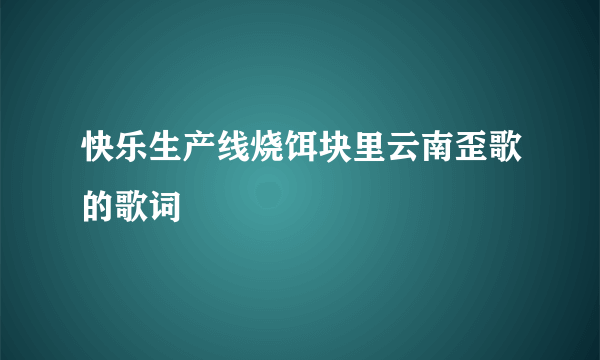 快乐生产线烧饵块里云南歪歌的歌词