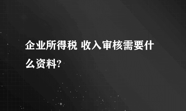 企业所得税 收入审核需要什么资料?