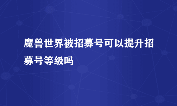 魔兽世界被招募号可以提升招募号等级吗