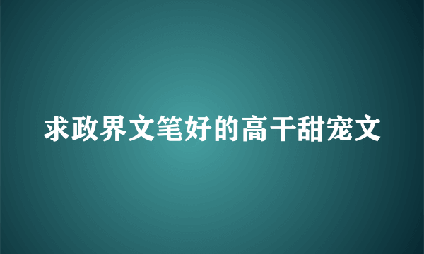 求政界文笔好的高干甜宠文