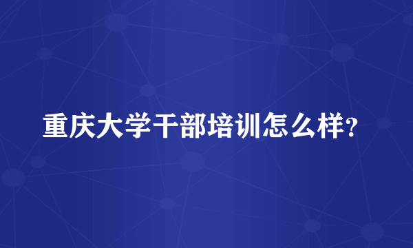 重庆大学干部培训怎么样？