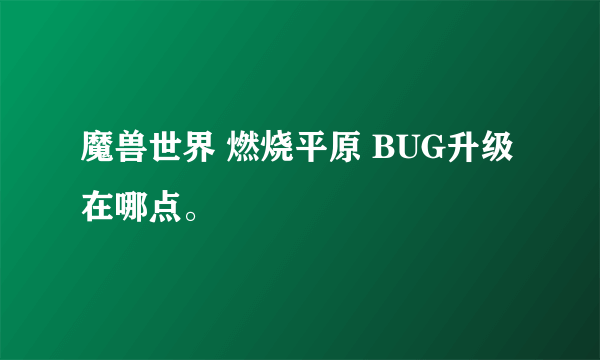 魔兽世界 燃烧平原 BUG升级在哪点。