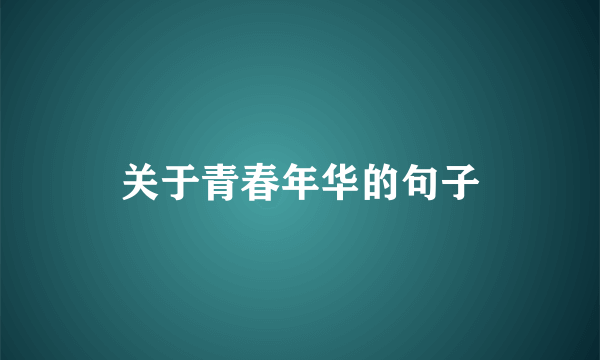 关于青春年华的句子