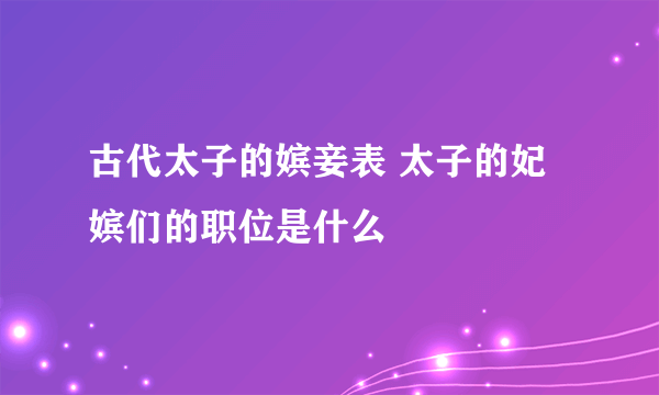 古代太子的嫔妾表 太子的妃嫔们的职位是什么