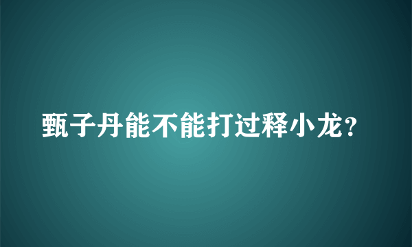 甄子丹能不能打过释小龙？