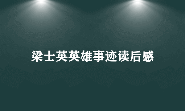 梁士英英雄事迹读后感