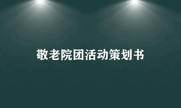 敬老院团活动策划书