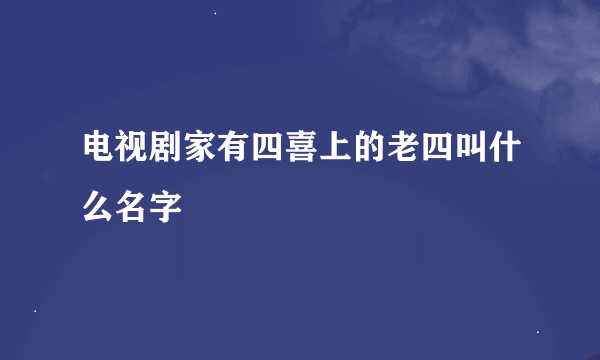 电视剧家有四喜上的老四叫什么名字