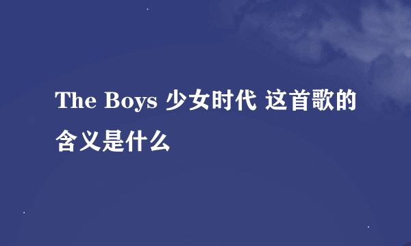 The Boys 少女时代 这首歌的含义是什么