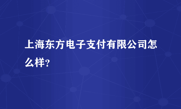 上海东方电子支付有限公司怎么样？