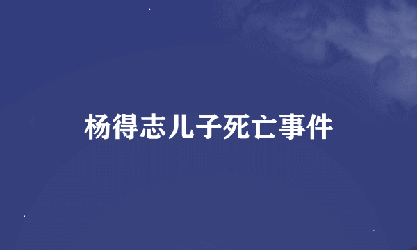 杨得志儿子死亡事件