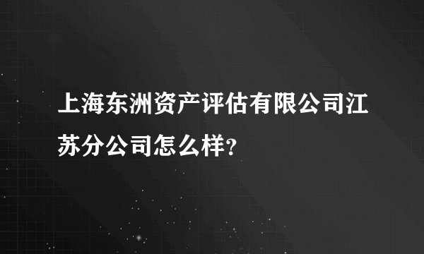 上海东洲资产评估有限公司江苏分公司怎么样？