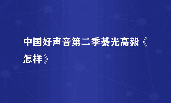 中国好声音第二季綦光高毅《怎样》