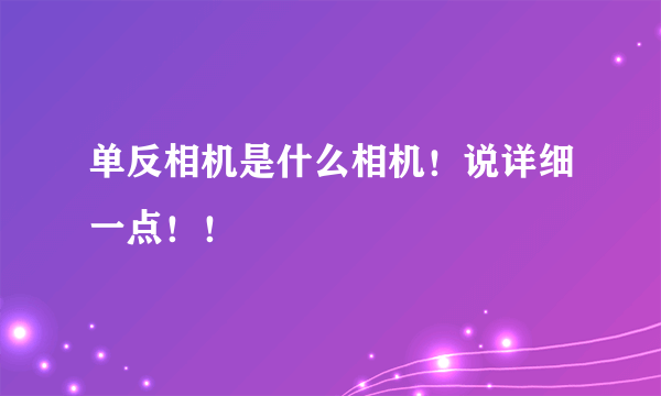 单反相机是什么相机！说详细一点！！