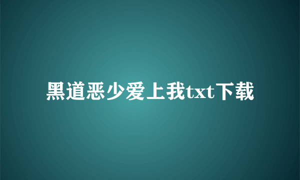 黑道恶少爱上我txt下载