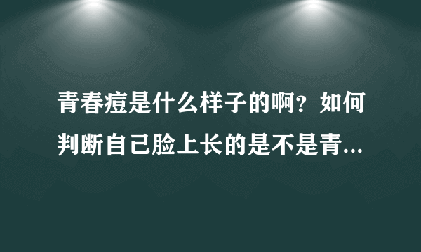 青春痘是什么样子的啊？如何判断自己脸上长的是不是青春痘啊？