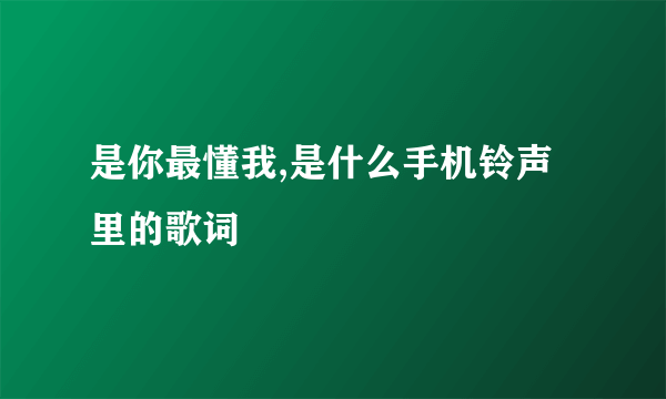 是你最懂我,是什么手机铃声里的歌词