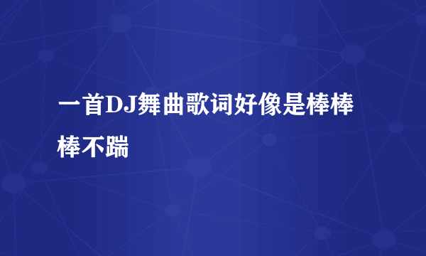 一首DJ舞曲歌词好像是棒棒棒不踹