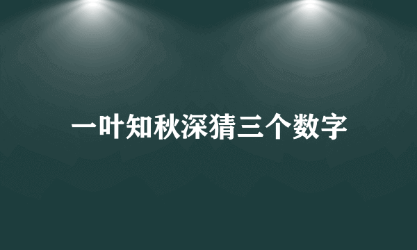 一叶知秋深猜三个数字