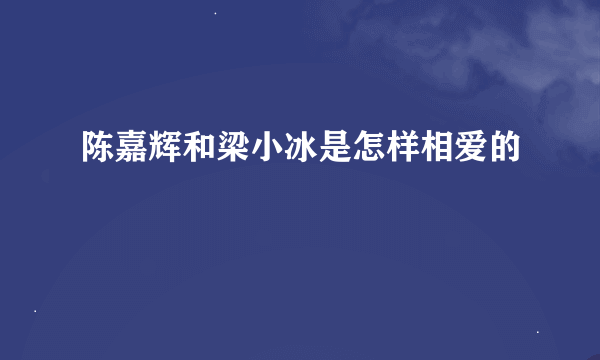 陈嘉辉和梁小冰是怎样相爱的