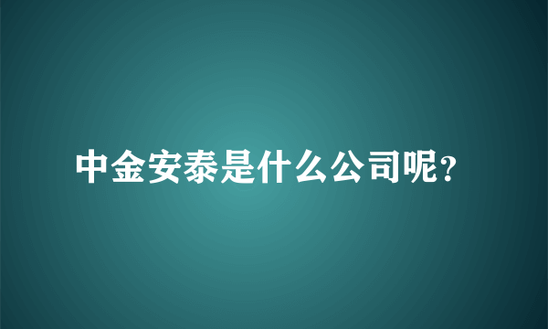 中金安泰是什么公司呢？