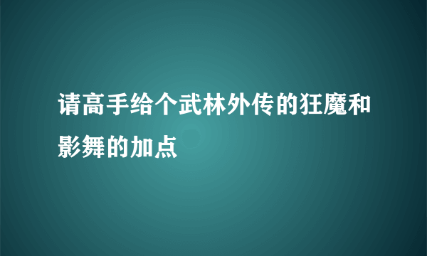 请高手给个武林外传的狂魔和影舞的加点