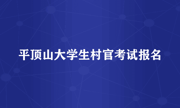 平顶山大学生村官考试报名