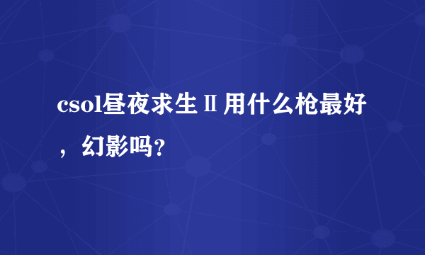 csol昼夜求生Ⅱ用什么枪最好，幻影吗？