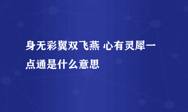 身无彩翼双飞燕 心有灵犀一点通是什么意思