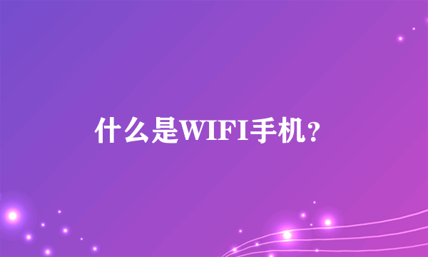 什么是WIFI手机？