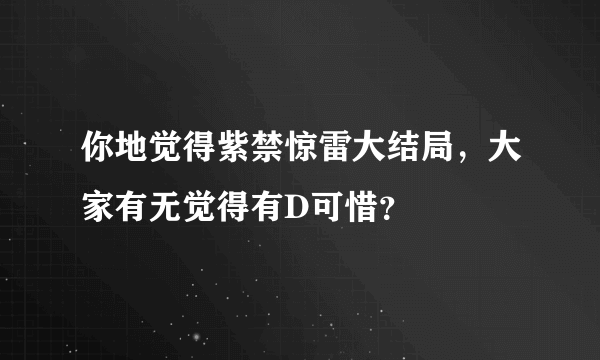 你地觉得紫禁惊雷大结局，大家有无觉得有D可惜？