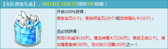 qq飞车车队贵族礼盒有什么 车队贵族礼盒奖励一览