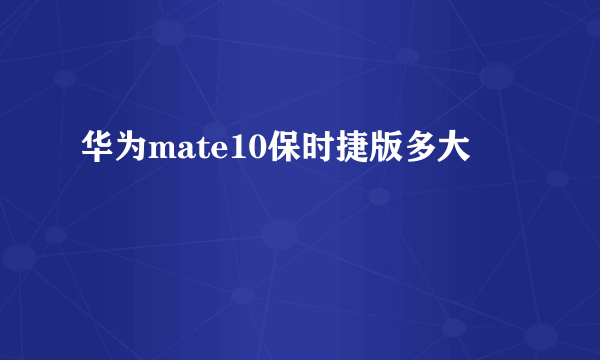 华为mate10保时捷版多大