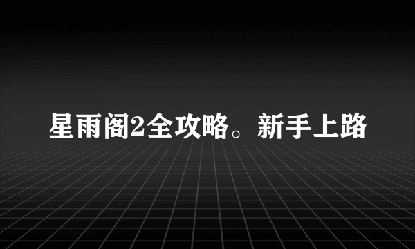 星雨阁2全攻略。新手上路