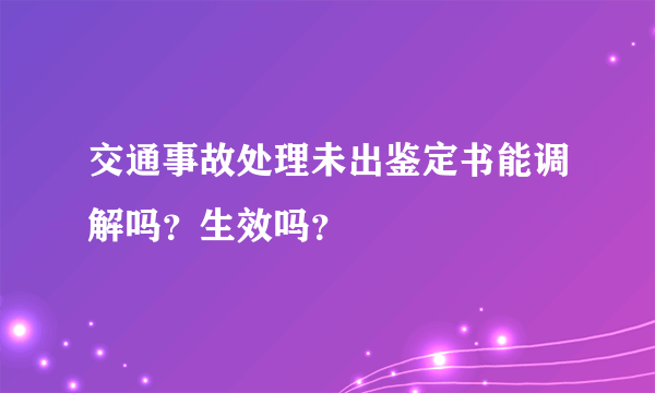 交通事故处理未出鉴定书能调解吗？生效吗？