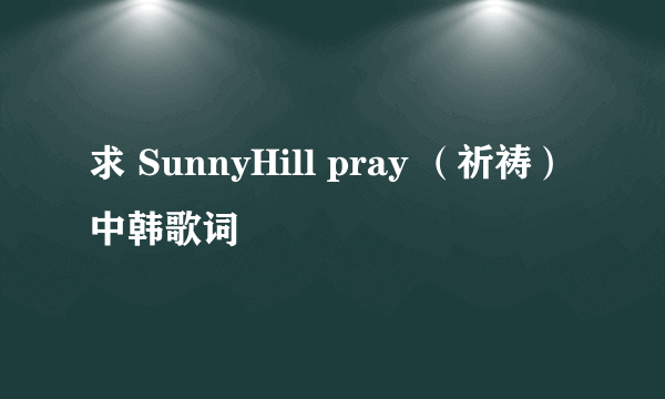 求 SunnyHill pray （祈祷） 中韩歌词