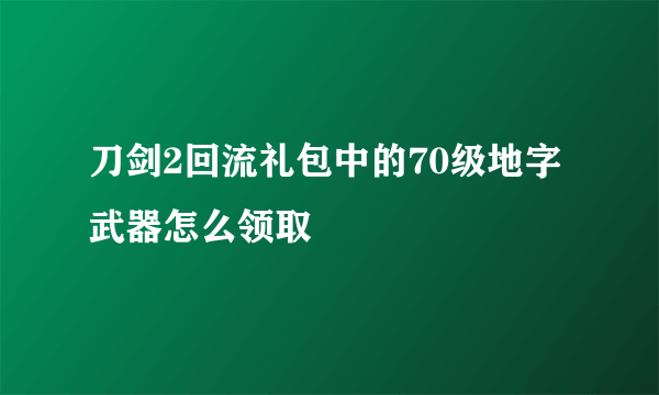 刀剑2回流礼包中的70级地字武器怎么领取