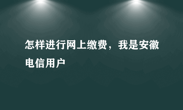 怎样进行网上缴费，我是安徽电信用户