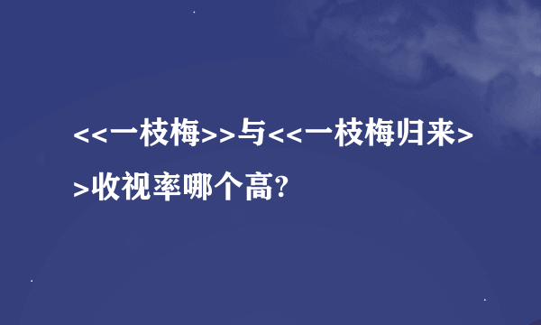 <<一枝梅>>与<<一枝梅归来>>收视率哪个高?