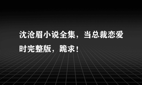 沈沧眉小说全集，当总裁恋爱时完整版，跪求！